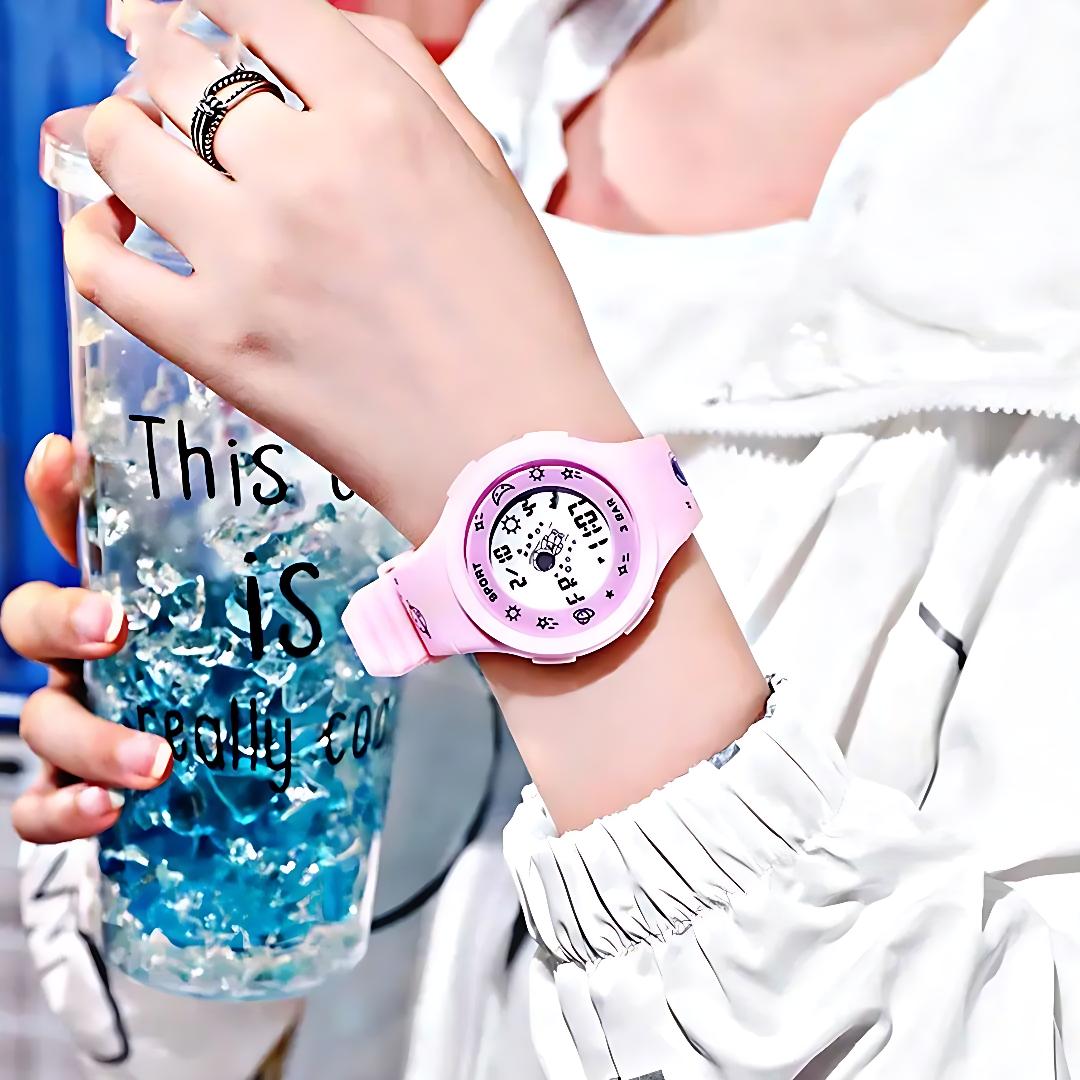 ساعت مچی بچگانه و دخترانه sport watch طرح کهکشانی صورتی - Image 2