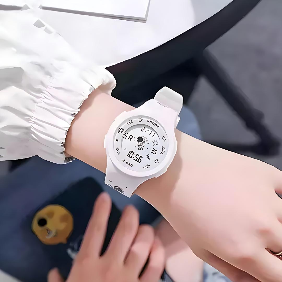 ساعت مچی بچگانه و دخترانه sport watch طرح کهکشانی سفید - Image 2