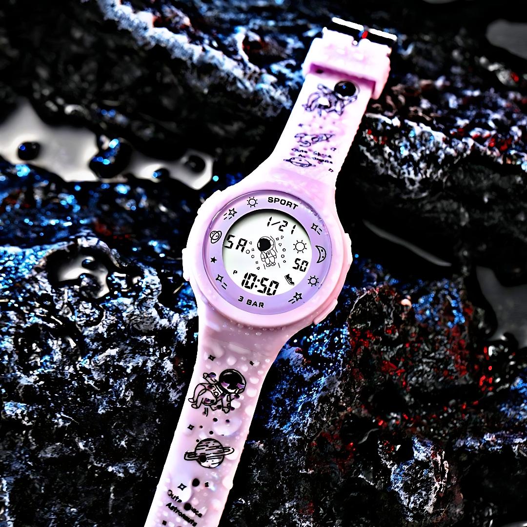 ساعت مچی بچگانه و دخترانه sport watch طرح کهکشانی صورتی - Image 3