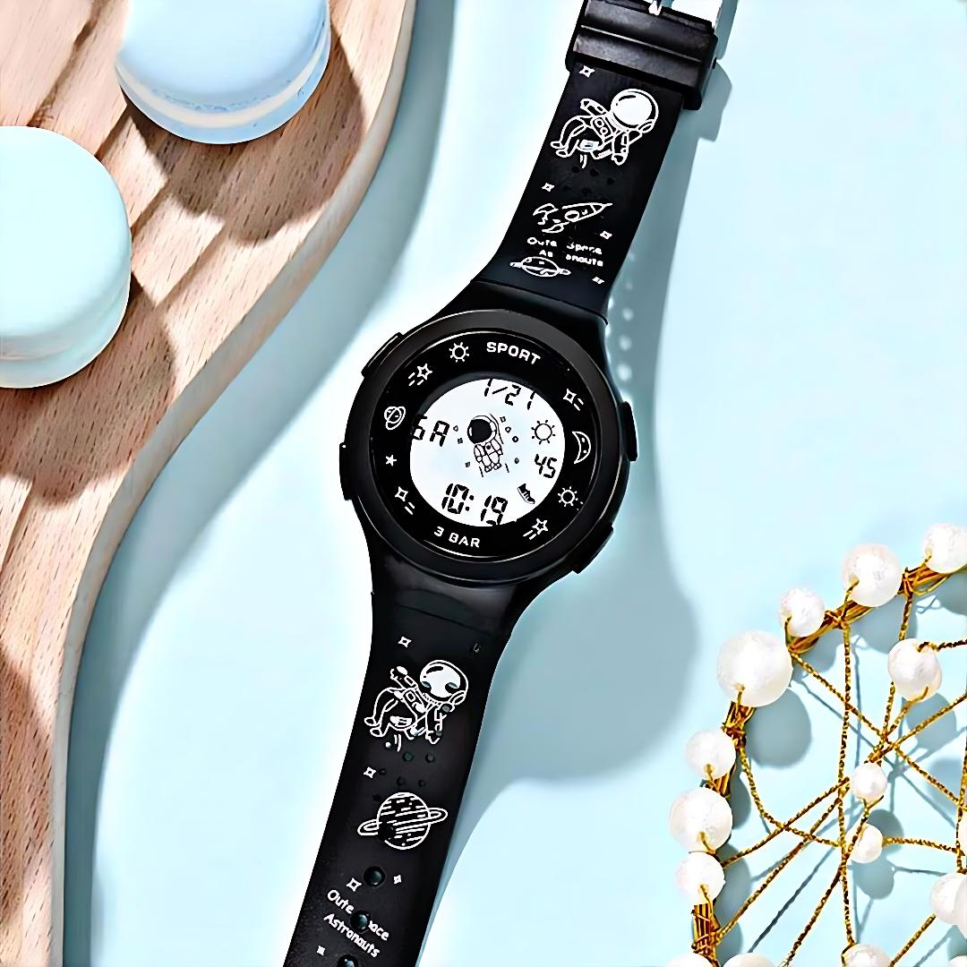 ساعت مچی بچگانه و دخترانه sport watch طرح کهکشانی مشکی - Image 2