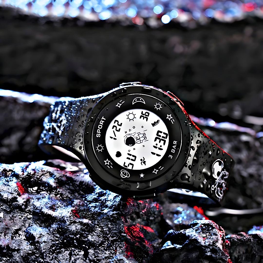 ساعت مچی بچگانه و دخترانه sport watch طرح کهکشانی مشکی - Image 3