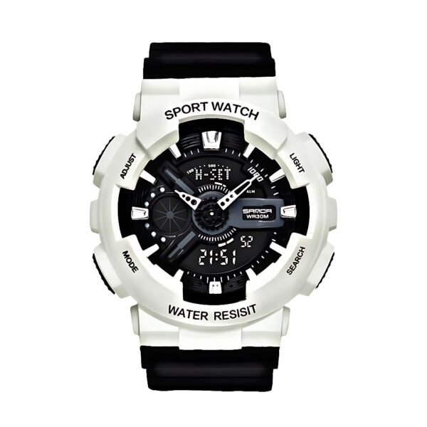 ساعت مچی sport watch طرح جی شاک دبل تایم سیاه سفید