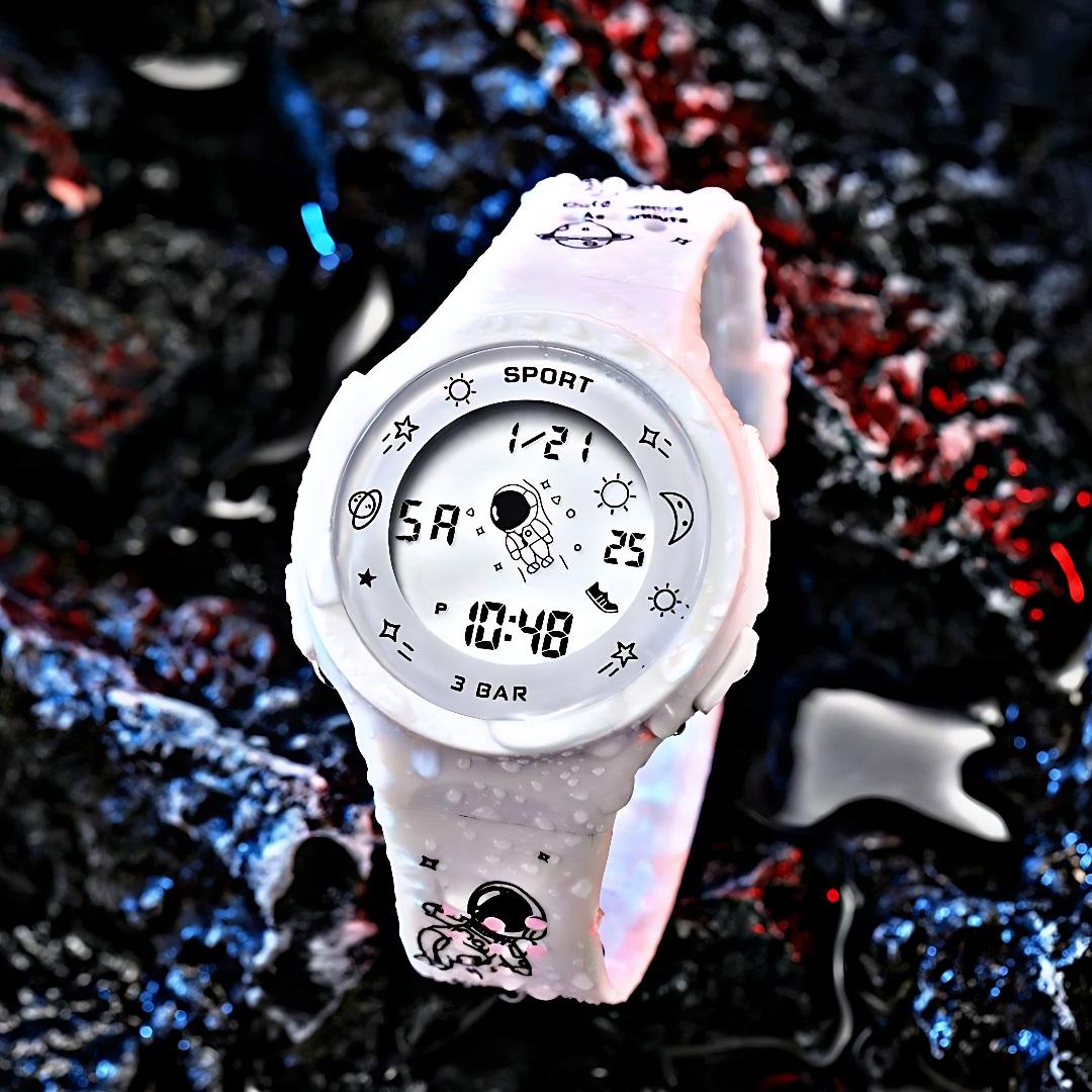 ساعت مچی بچگانه و دخترانه sport watch طرح کهکشانی سفید - Image 3