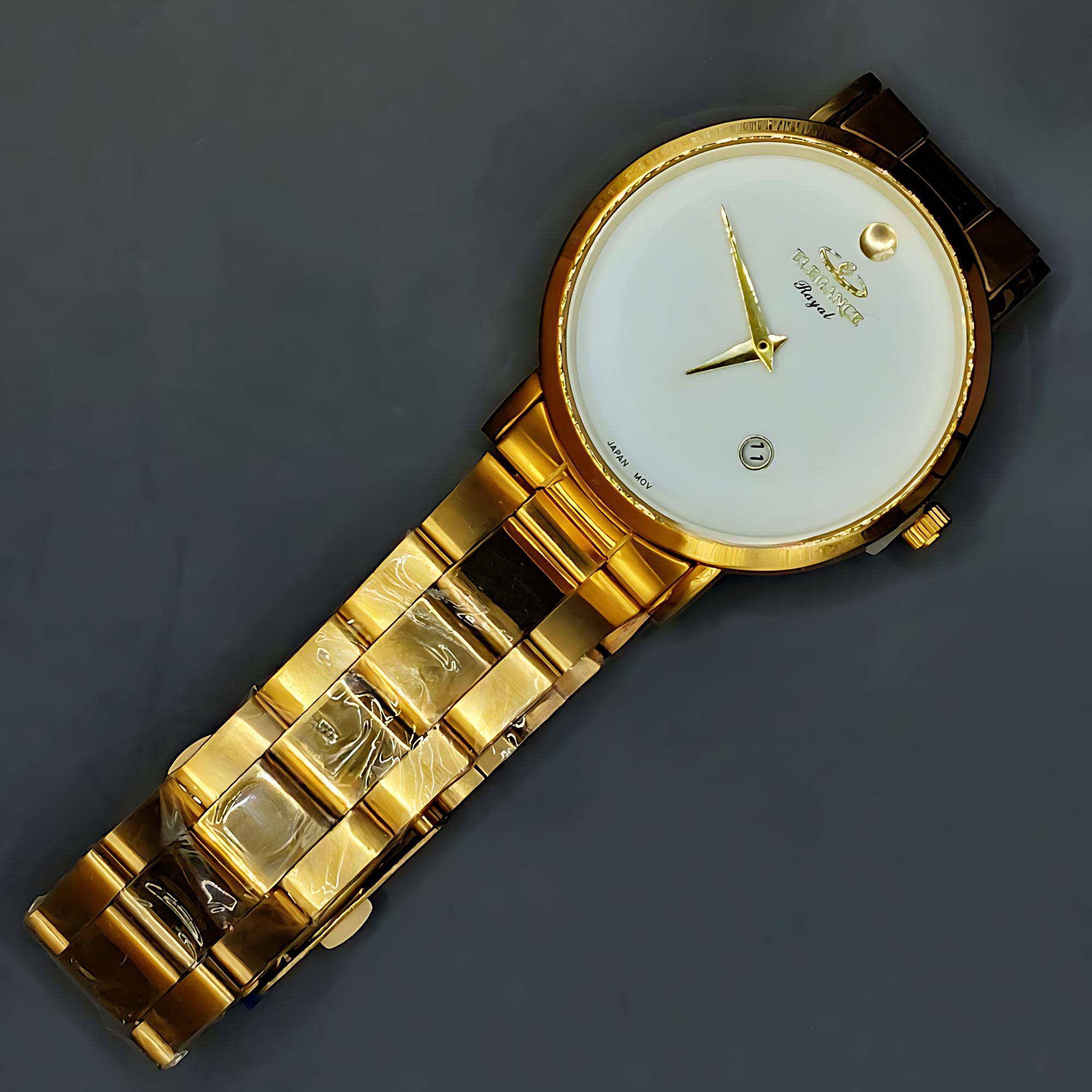 ساعت مچی مردانه ELEGANCE رایال طلایی صفحه سفید - Image 2