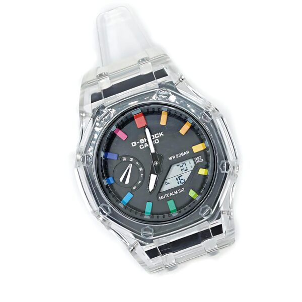 ساعت مچی اسپرت G_SHOCK CASIO شیشه ای بدون رنگ دو زمانه ضد آب