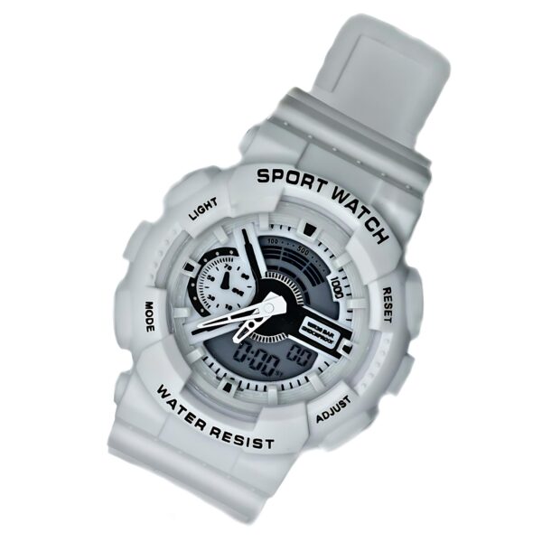 ساعت مچی sport watch طرح جی شاک دبل تایم سفید