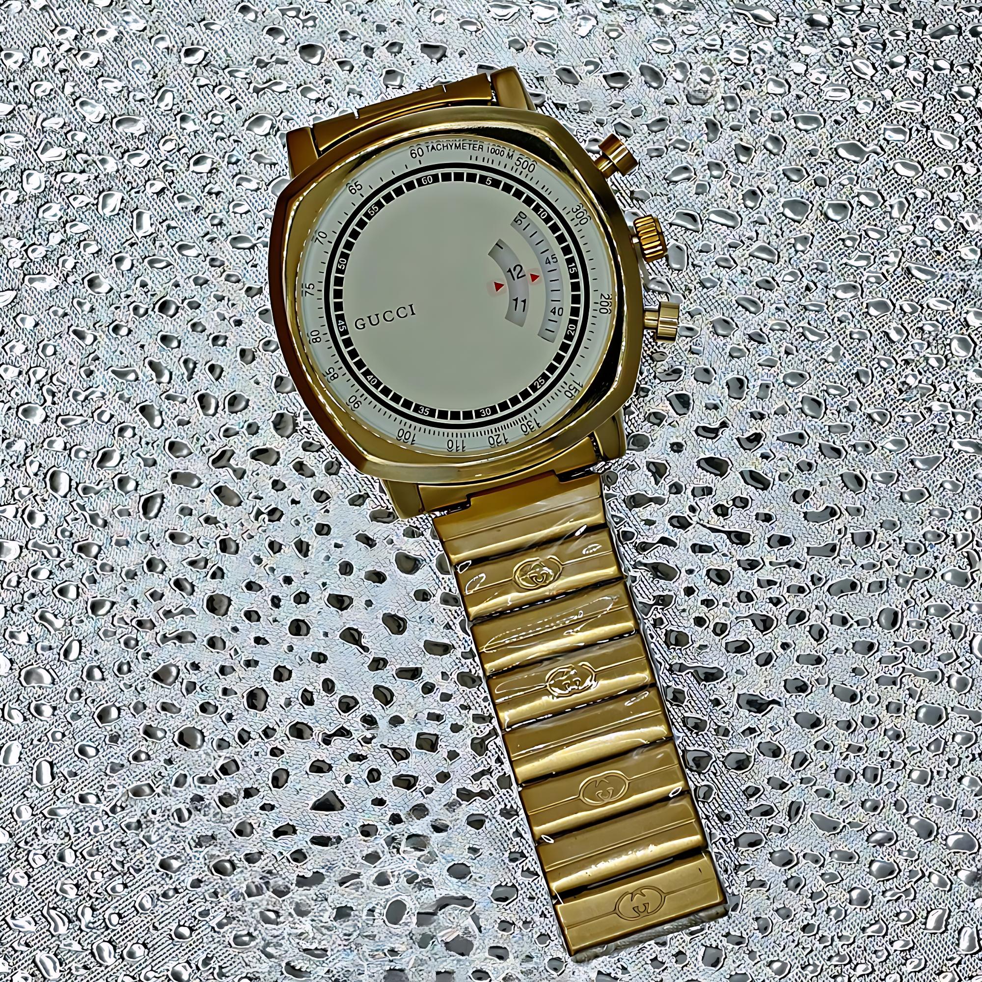 ساعت مچی مردانه و زنانه CUCCI (گوچی) طلایی صفحه سفید - Image 3